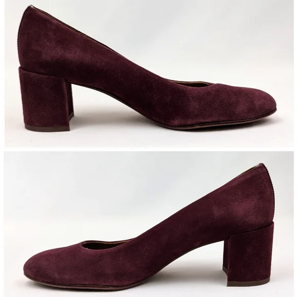 Margeaux The Heel Suede Pump Block Heel Patent Leather Accents Burgundy 38.5/8.5 - Picture 4 of 15